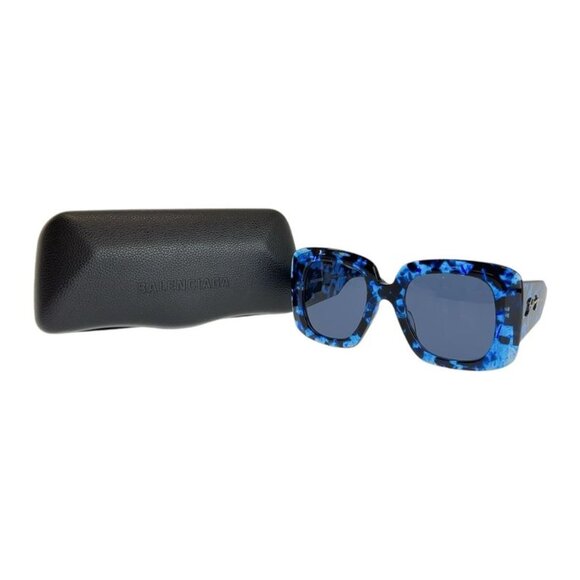 Balenciaga Square Full Rim Blue Marble Silver Hardware Bb0119 S 003 5323 140